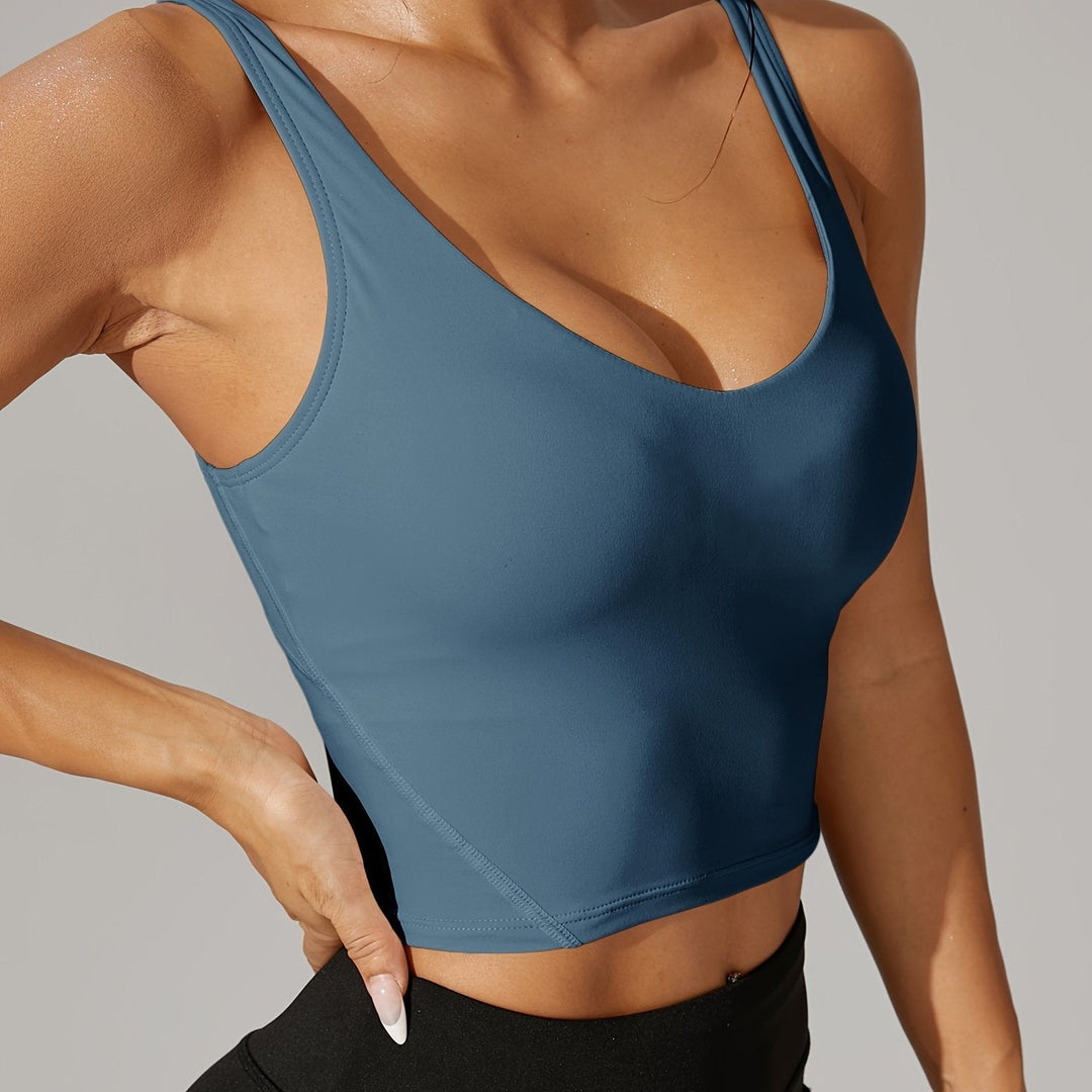 Pickleball Backless Crop Tank V Neck Stretch Athletic Top