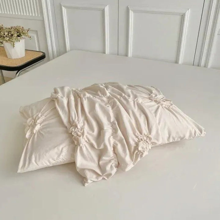 Quilt Cover Set Floral Pleated Bedroom Bedding