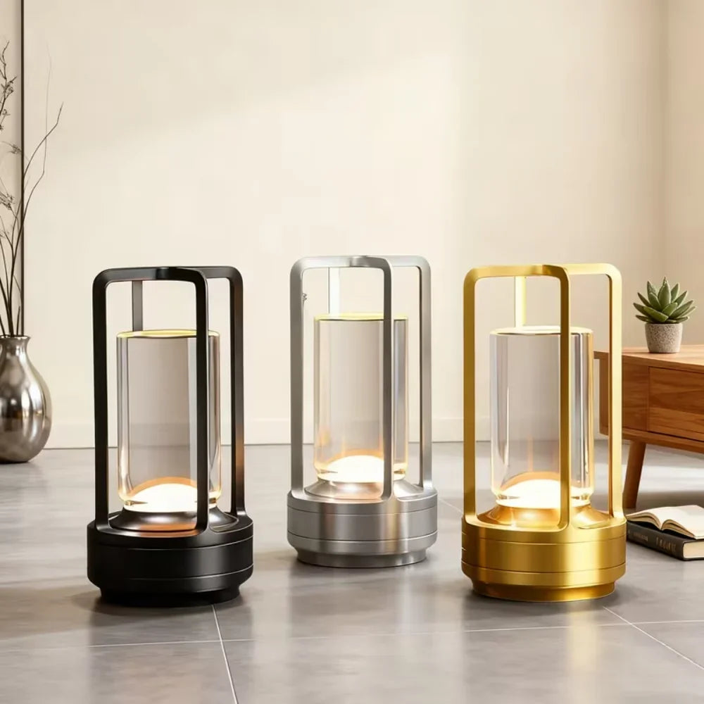 Table Lamp Modern Metal Cylinder LED Light Decor Accent