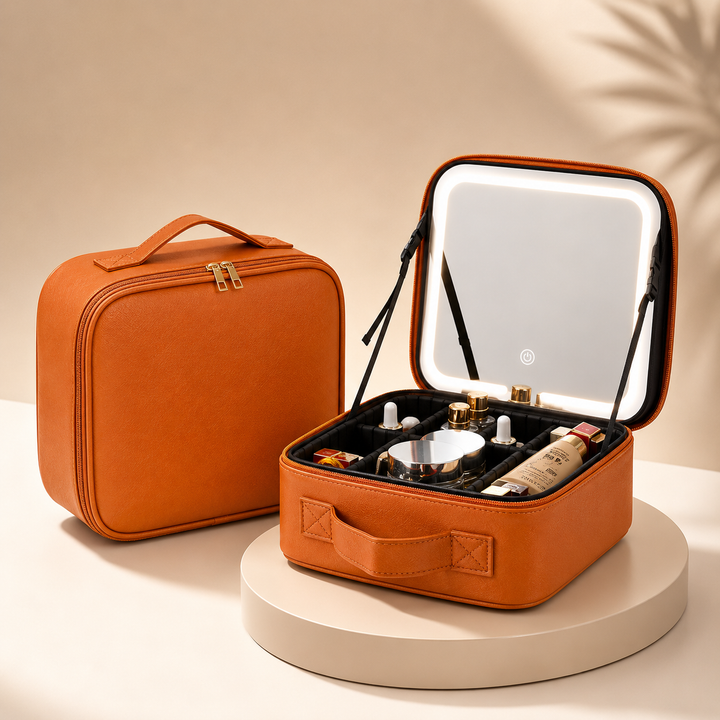 Makeup Case Travel Cosmetic Organizer Mothers Day LED Mirror Box
