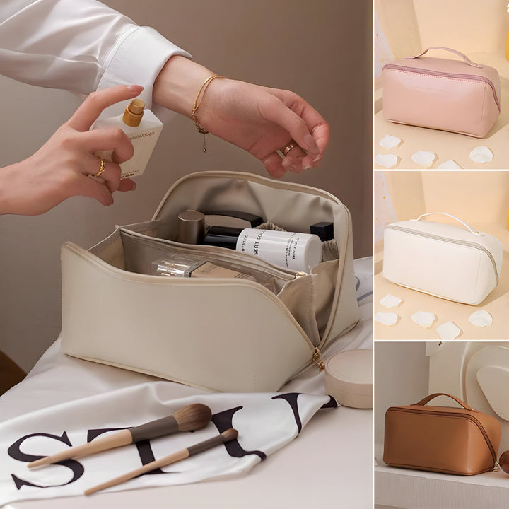 Makeup Bag Travel Organizer PU Shell Cosmetic Case Large Capacity
