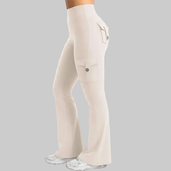 Cargo Pants High Waist Flare Pocket Wide Leg Womens Pants