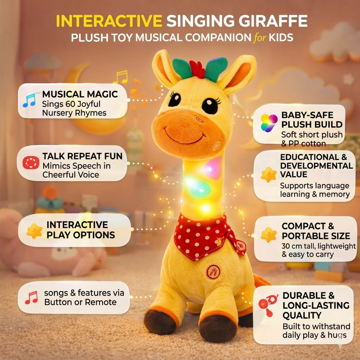 Plush Toy Interactive Singing Giraffe Kids Musical Companion
