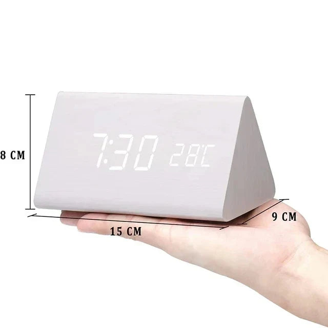 LED Smart Alarm Clock | Modern Voice-Controlled Wooden Design