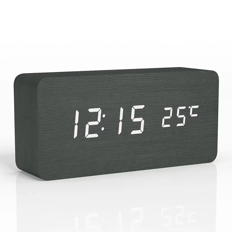 Alarm Clock Digital LED Wood Desk Clock