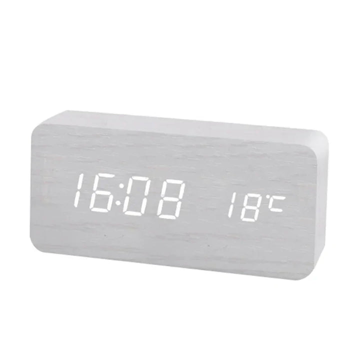 Alarm Clock Digital LED Wood Desk Clock