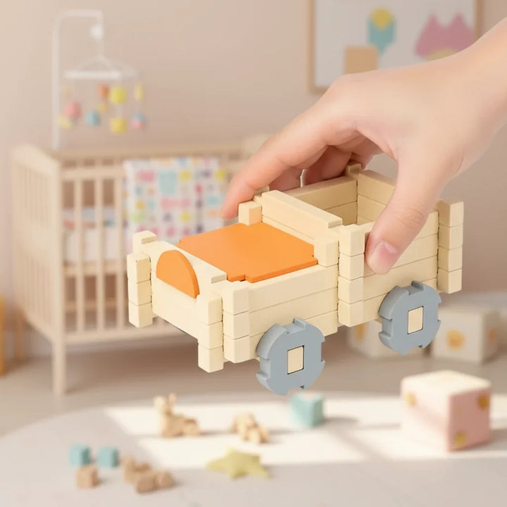 Kids Toys Montessori Wooden Building Blocks Playset