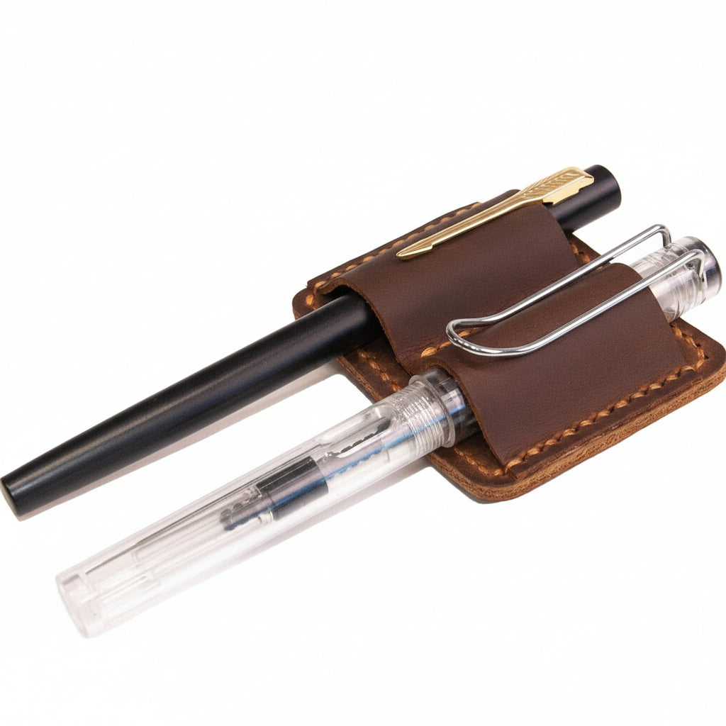 Pen Holder Leather Journal Clip Hand Stitched Full Grain Accessory