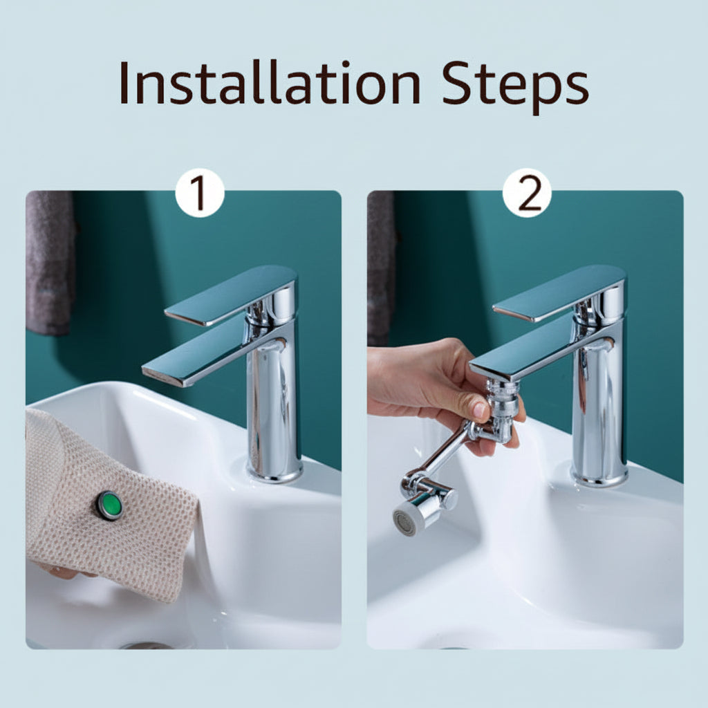 Faucet Extender Rotating Splash Filter Copper Aerator Attachment
