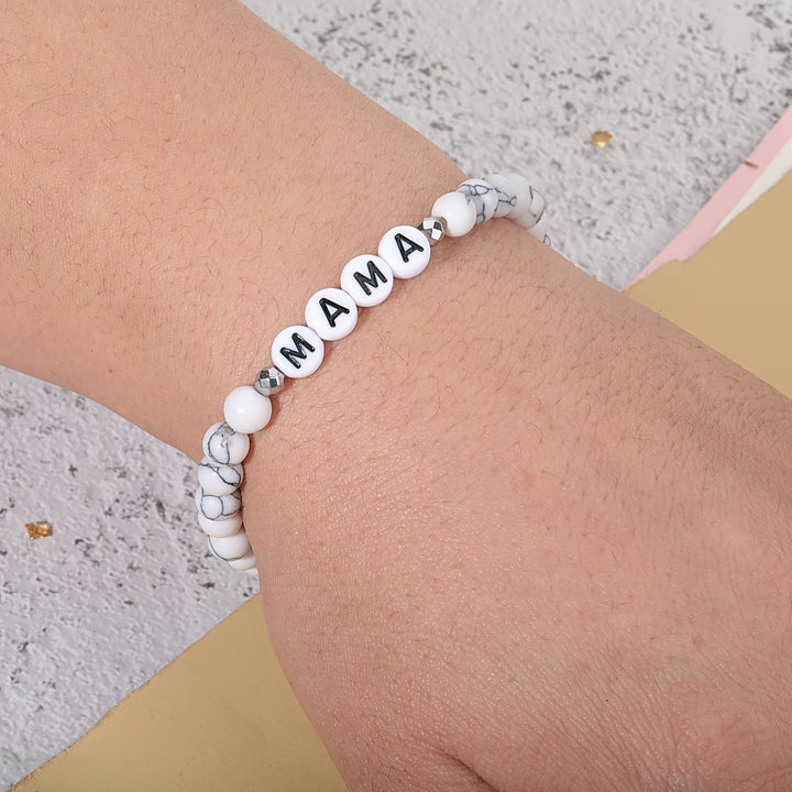 Beaded Bracelet Mothers Day Gift Name Letter Stretch jewelry