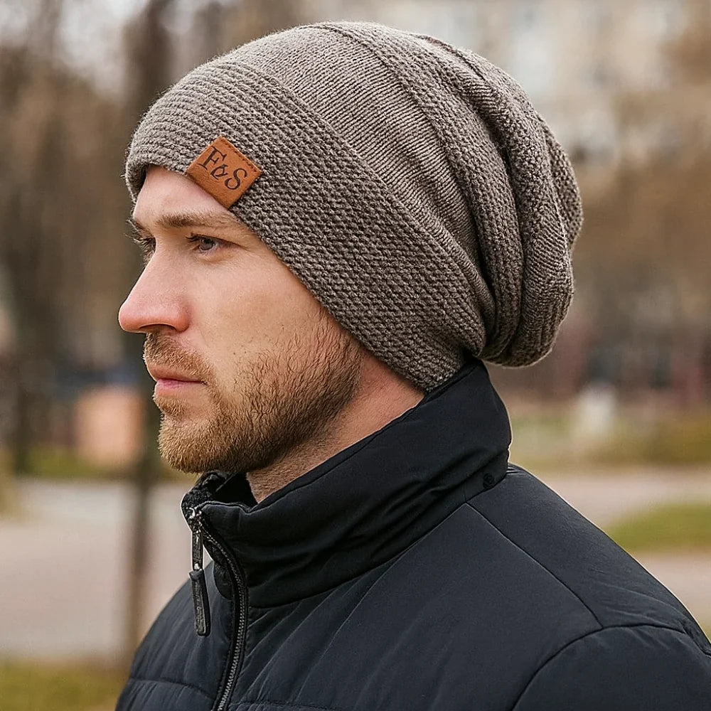 Beanie Winter Hat Knit Acrylic Lined Slouch Style