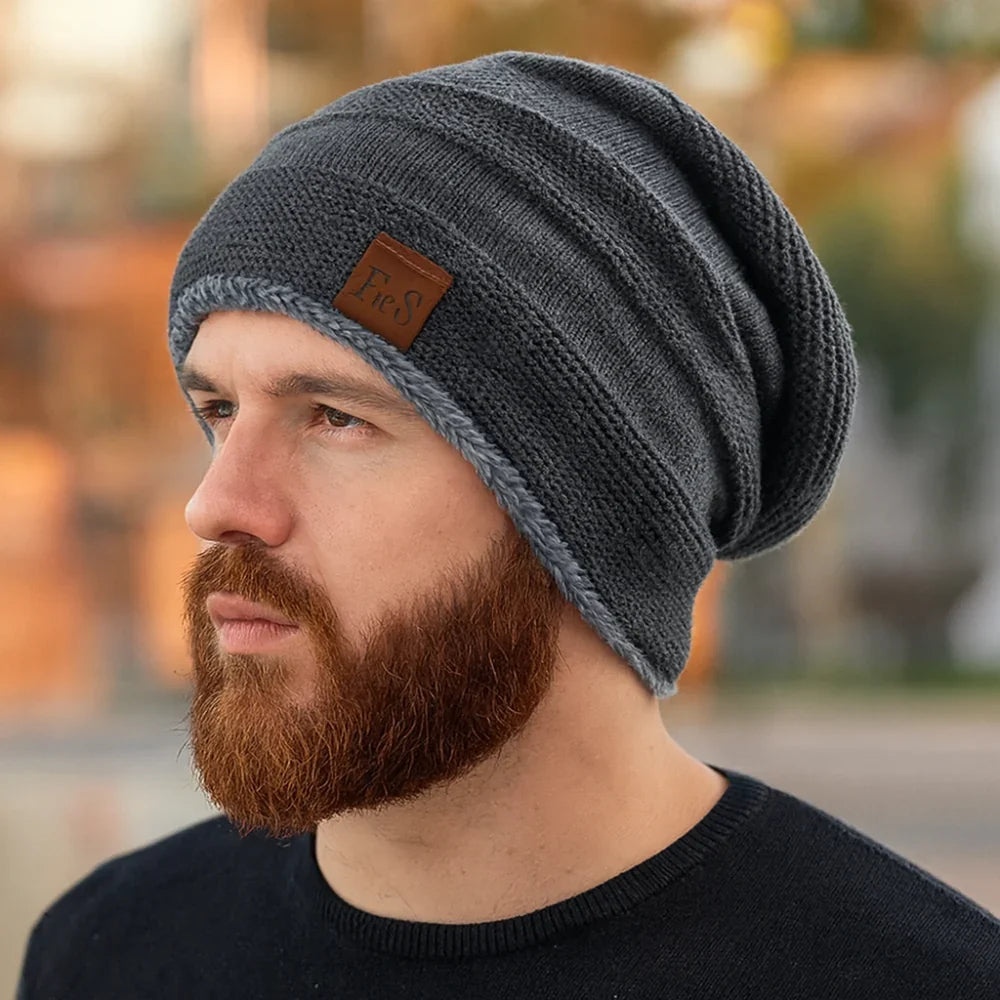 Beanie Winter Hat Knit Acrylic Lined Slouch Style