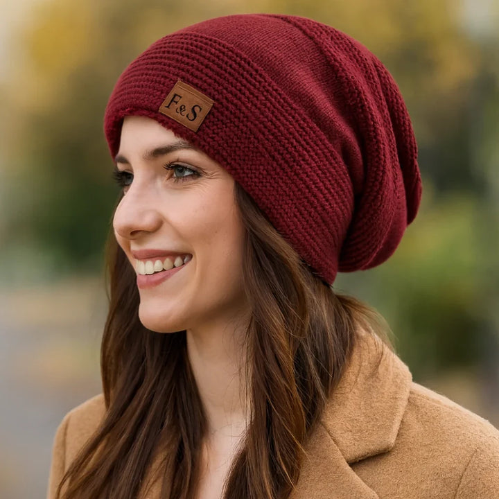 Beanie Winter Hat Knit Acrylic Lined Slouch Style