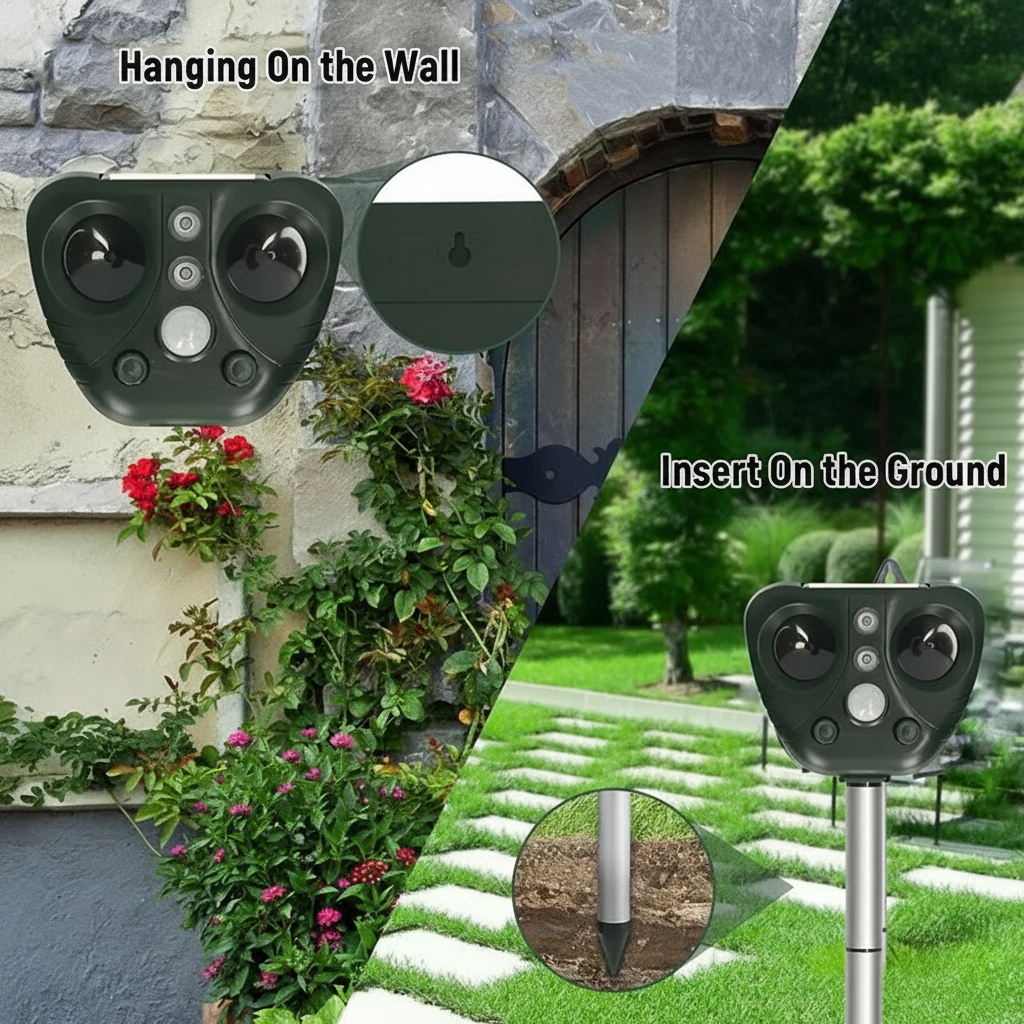 Solar Ultrasonic Bird Repeller Outdoor Garden Yard Pest Control