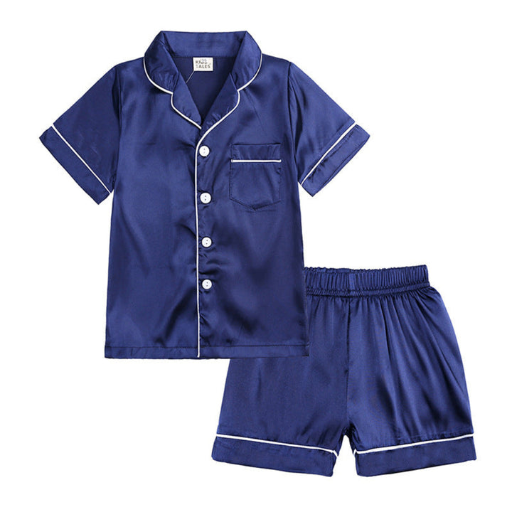 Kids Pajama Set Button Top Pants Sleepwear