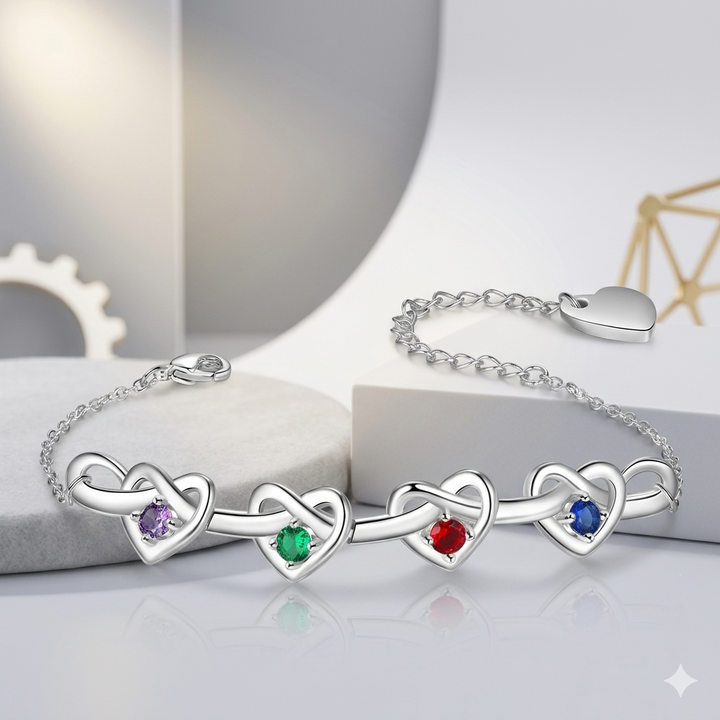 Bracelet Mothers Day Birthstone Heart Adjustable Chain Gift