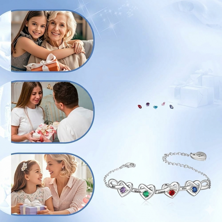 Bracelet Mothers Day Birthstone Heart Adjustable Chain Gift