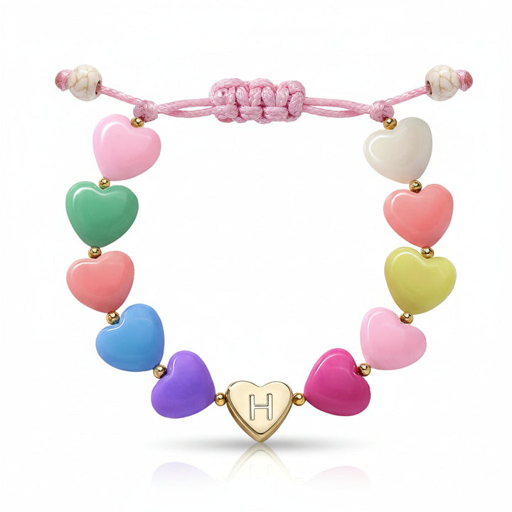 Bracelet Mothers Day Personalized Heart Beaded Adjustable Initial Gift