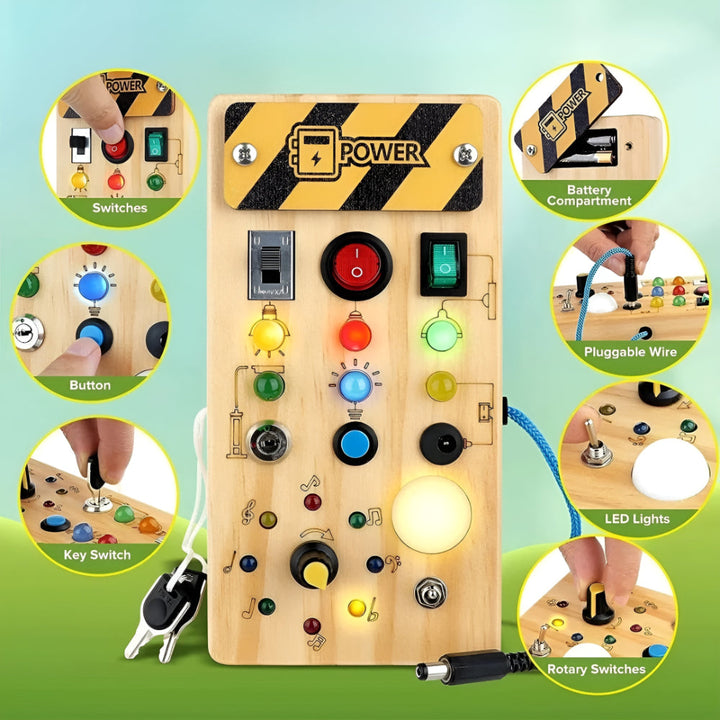 Busy Board Sensory Toy Wooden Activity Panel Toddler Learning Toy