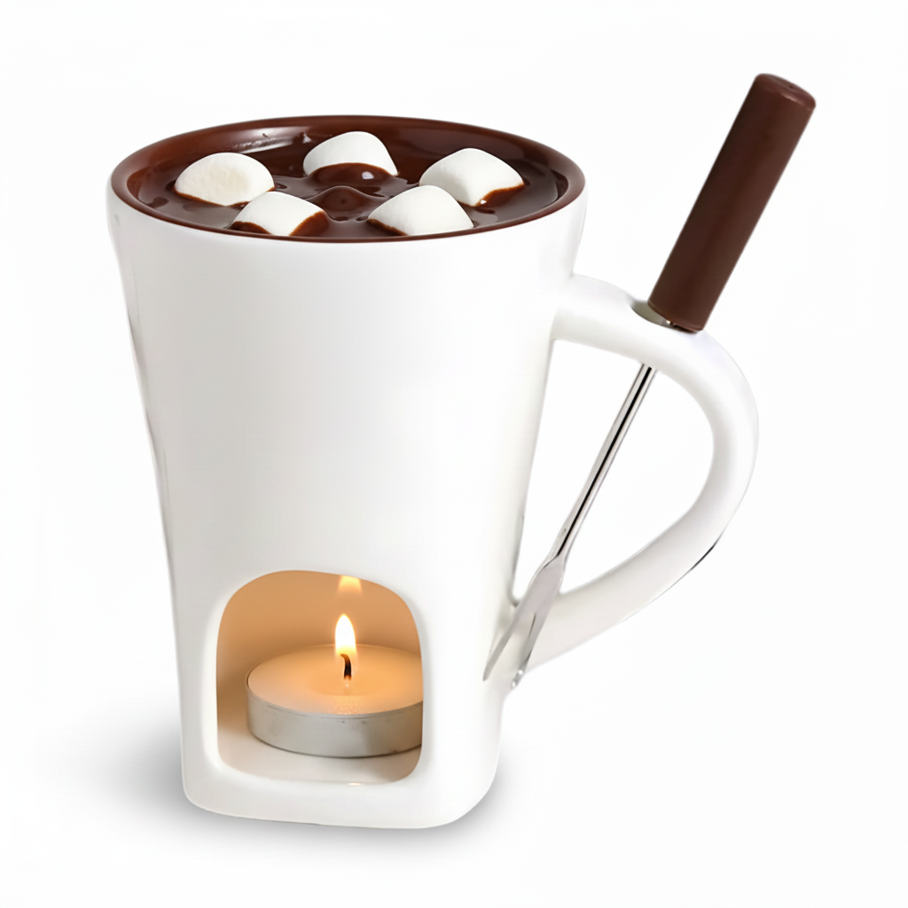 Fondue Set Ceramic Candle Heated Chocolate Cheese Dessert Pot