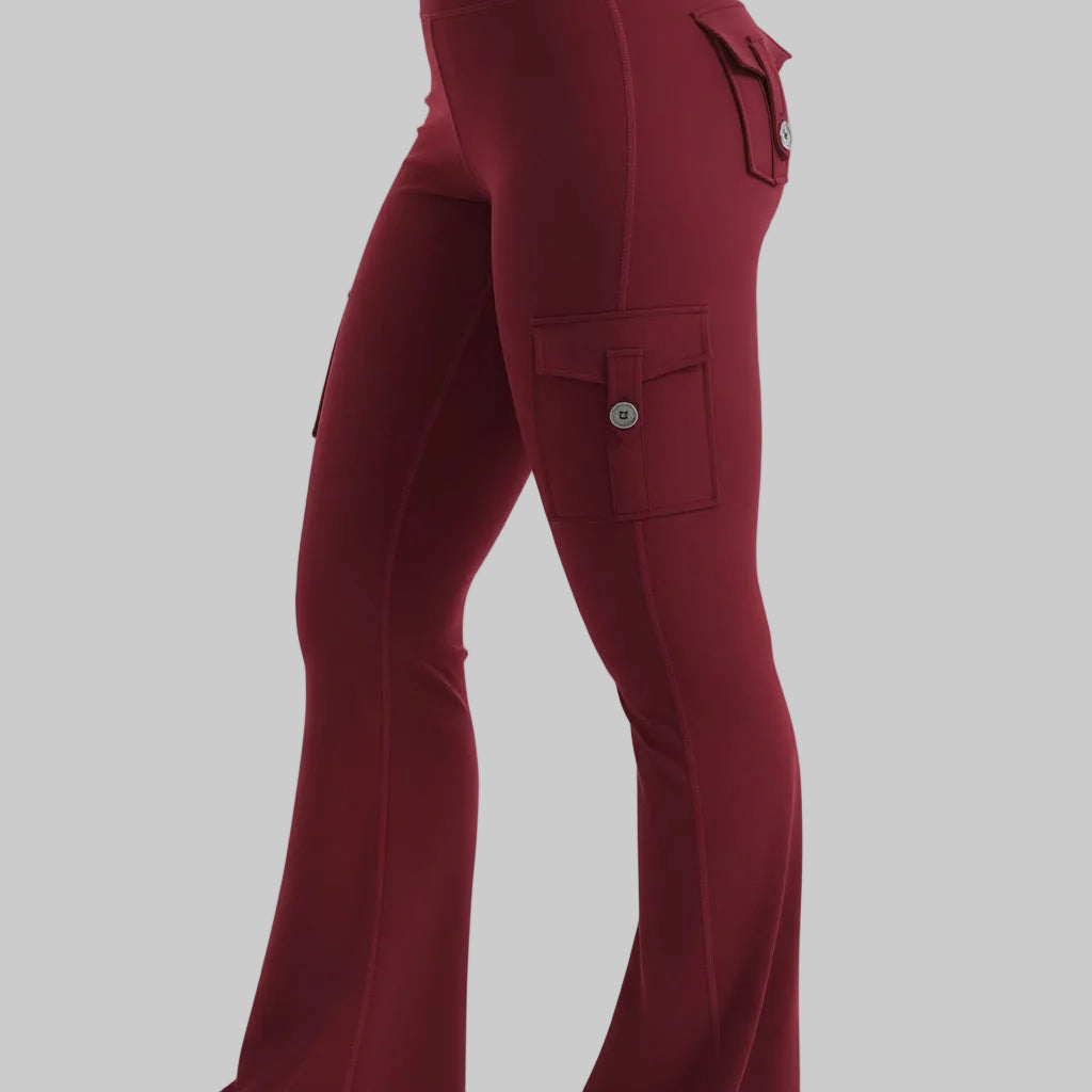 Cargo Pants High Waist Flare Pocket Wide Leg Womens Pants