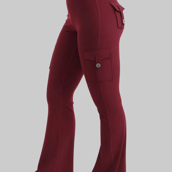 Cargo Pants High Waist Flare Pocket Wide Leg Womens Pants