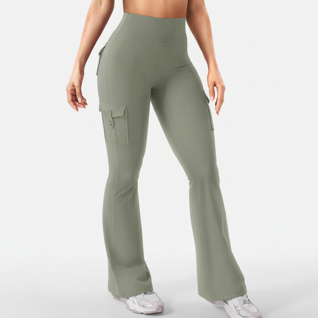 Cargo Pants High Waist Flare Pocket Wide Leg Womens Pants