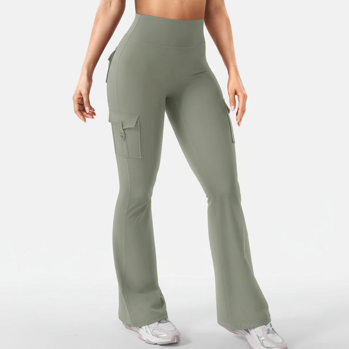 Cargo Pants High Waist Flare Pocket Wide Leg Womens Pants
