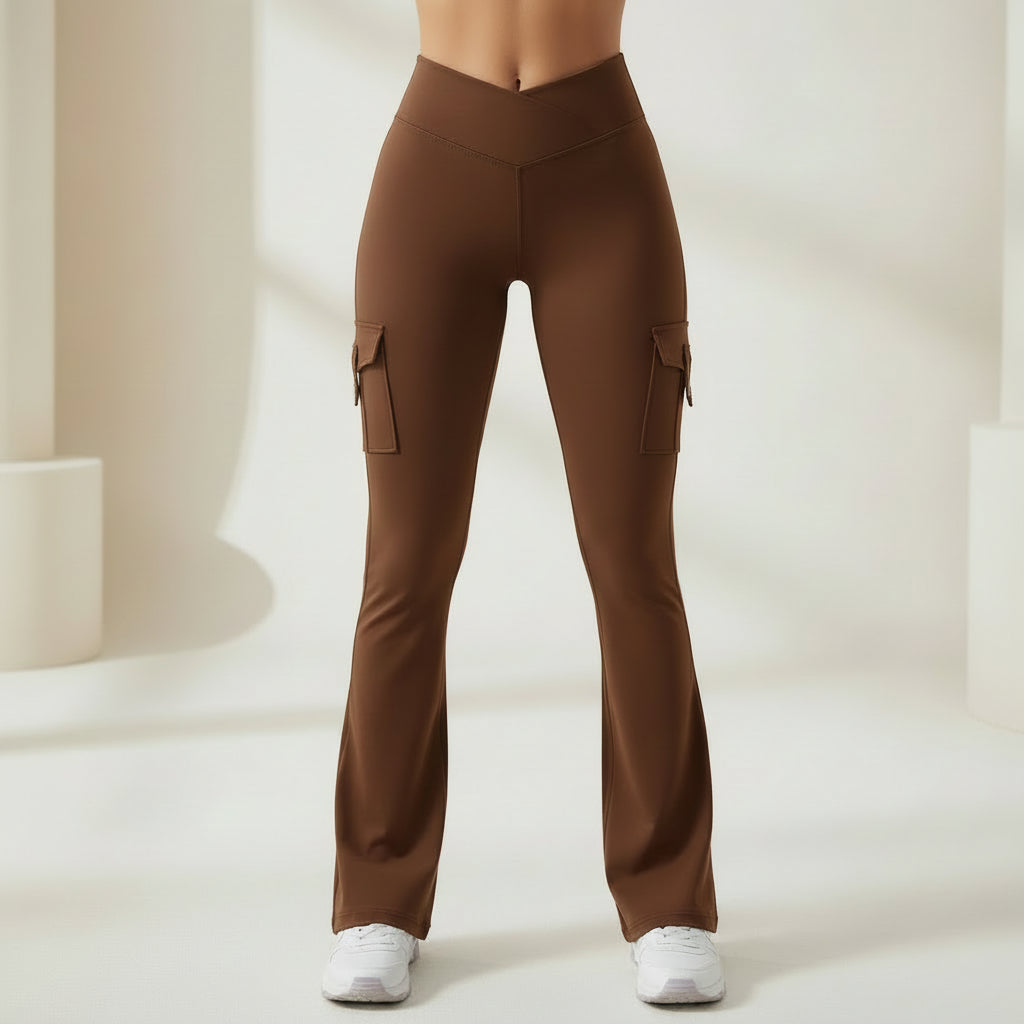 Cargo Pants High Waist Flare Pocket Wide Leg Womens Pants