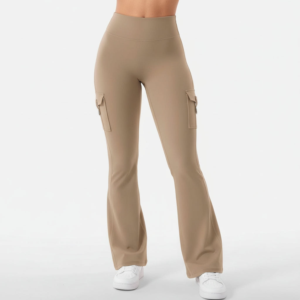 Cargo Pants High Waist Flare Pocket Wide Leg Womens Pants