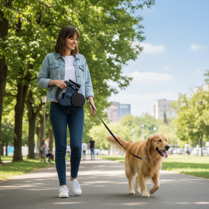 Dog Leash Dual Retractable Tangle Free Walking Lead Two Dogs