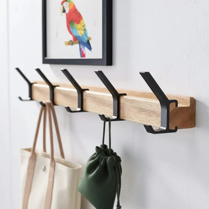 Wall Coat Rack Scandinavian Wood Hook Organizer Entryway