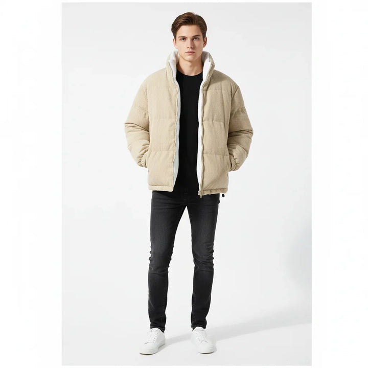 Jacket Corduroy Warm Lined Zip Up Winter Outerwear