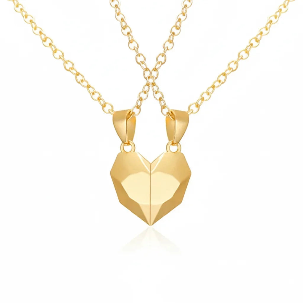 Necklace Couple Magnetic Heart Electrocardiogram Pendant Set