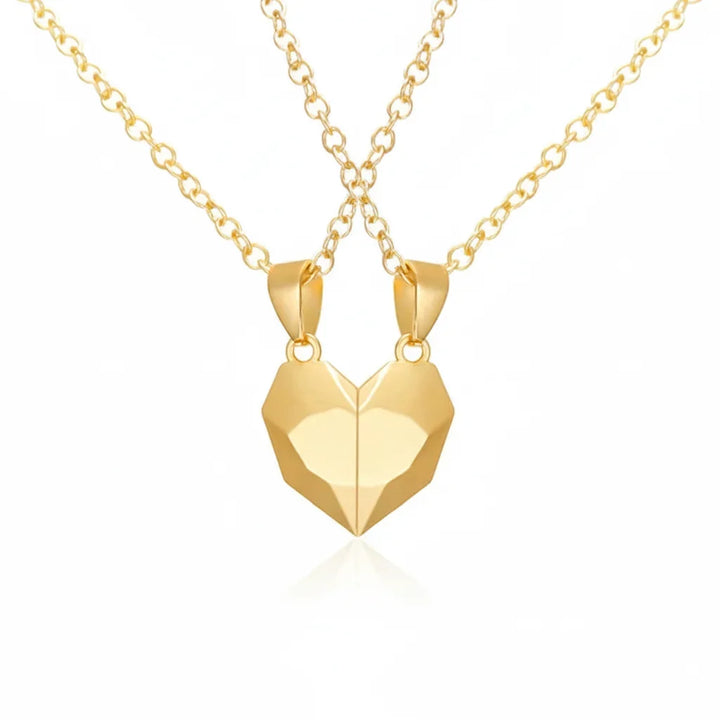 Necklace Couple Magnetic Heart Electrocardiogram Pendant Set