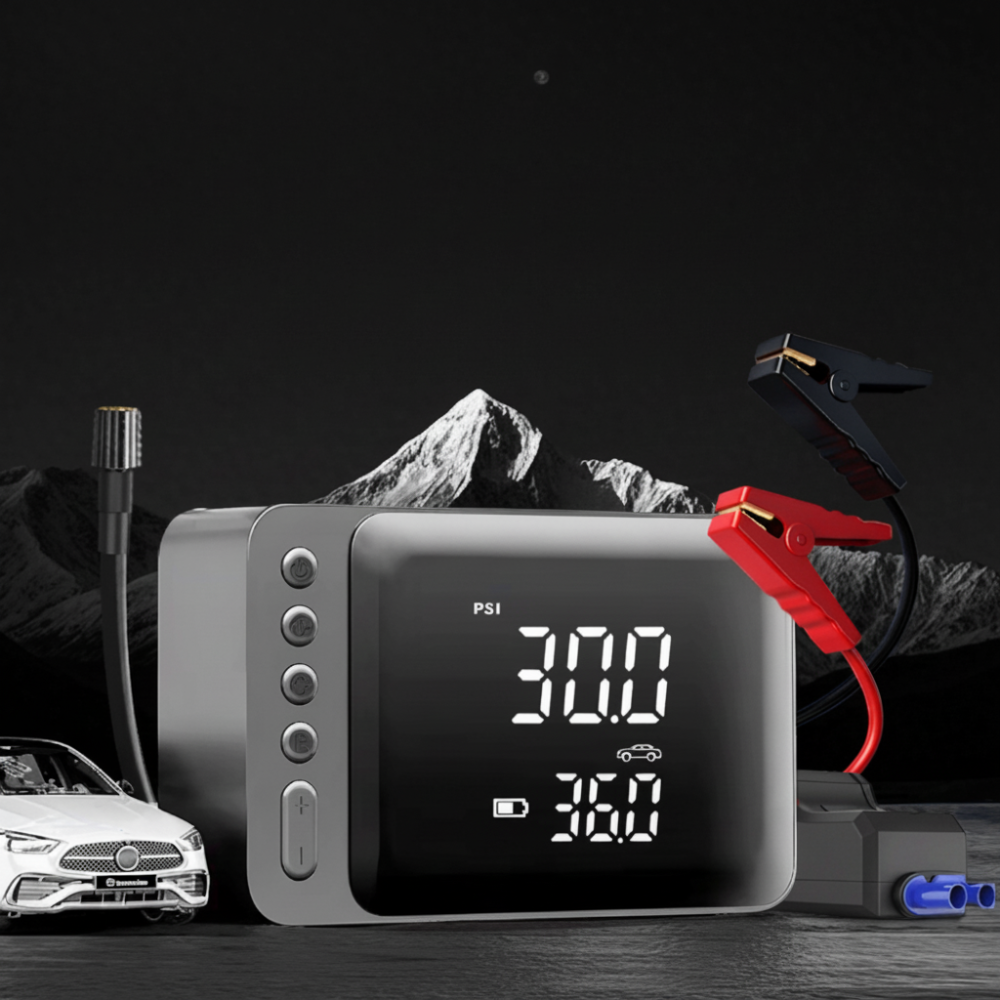 Car Jump Starter Portable Air Compressor Power Pack Tire Inflator Set