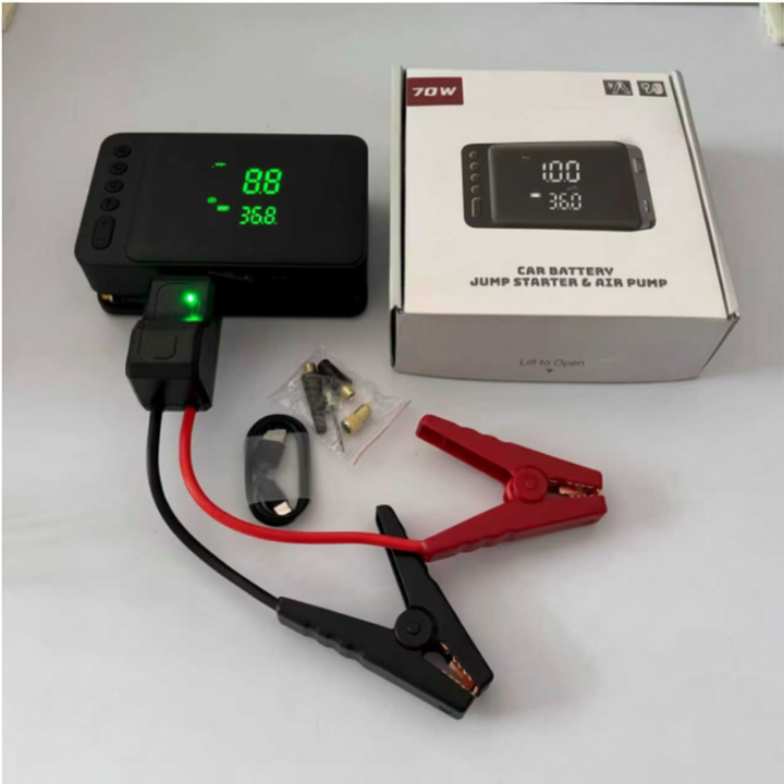 Car Jump Starter Portable Air Compressor Power Pack Tire Inflator Set