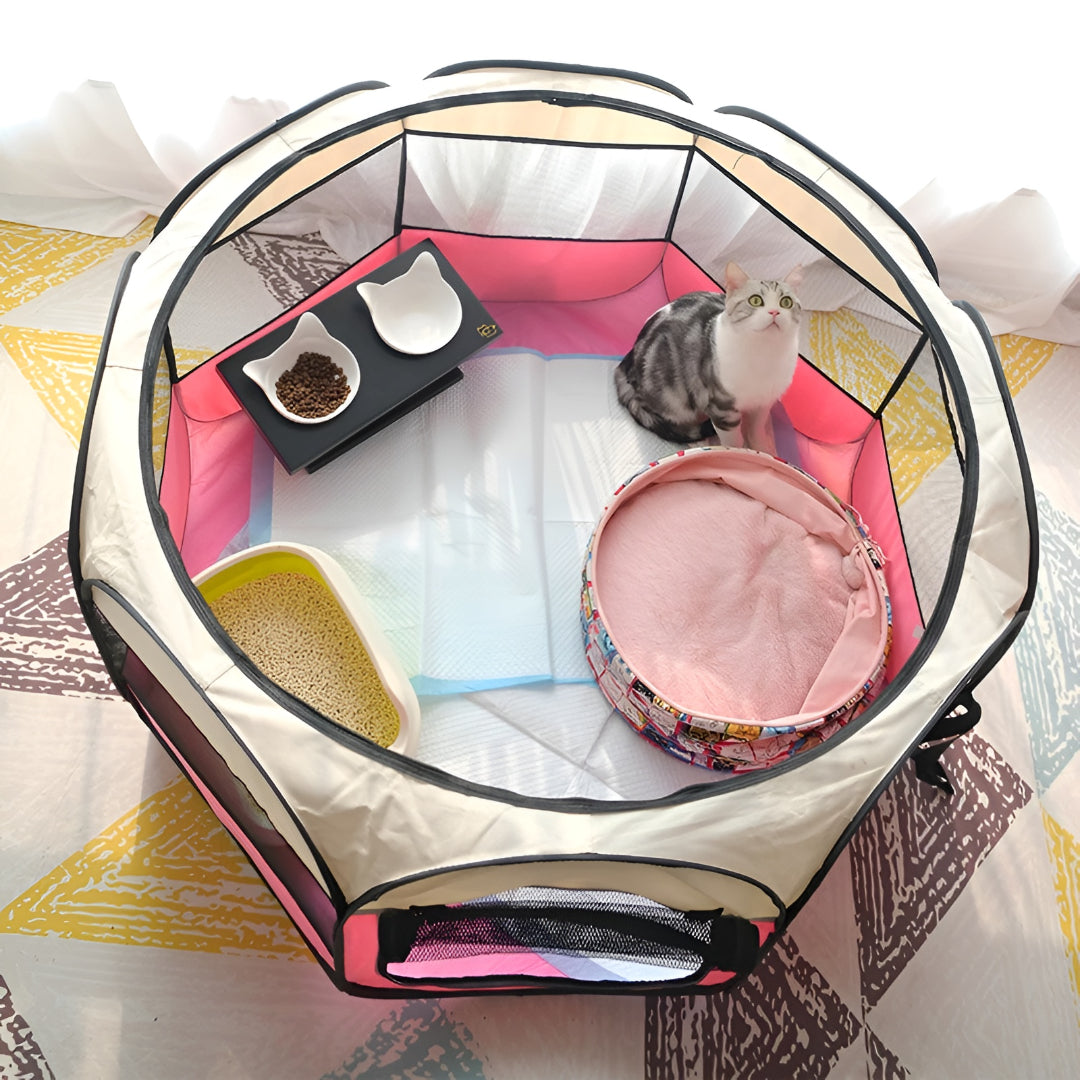 Cat Playpen Foldable Mesh Portable Pet Tent