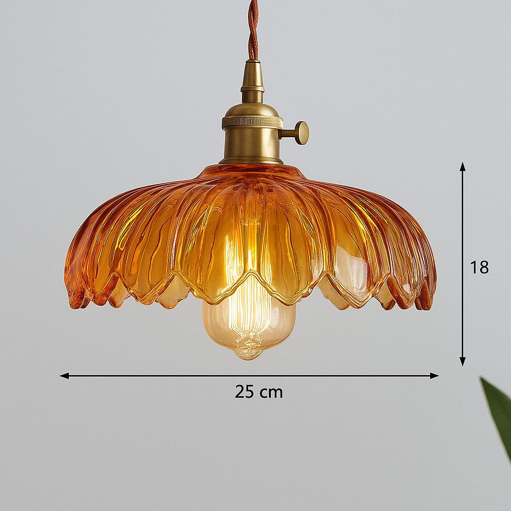 Vintage Flower Pendant Lamp | colored Glass Hanging Light