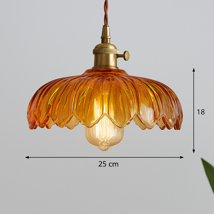 Vintage Flower Pendant Lamp | colored Glass Hanging Light