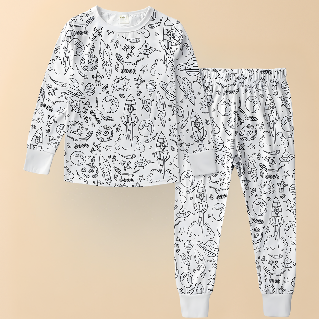 Kids Pajamas Creative Christmas coloring Set Children
