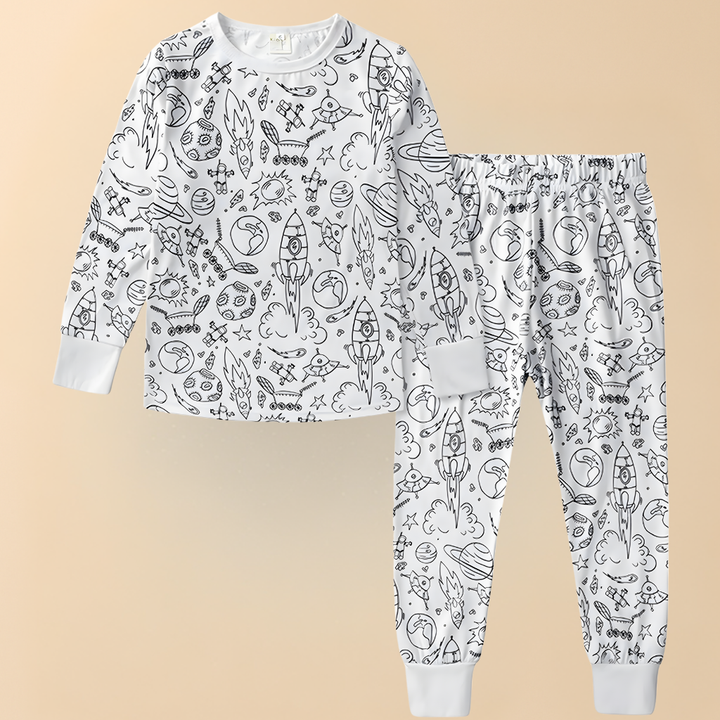 Kids Pajamas Creative Christmas coloring Set Children