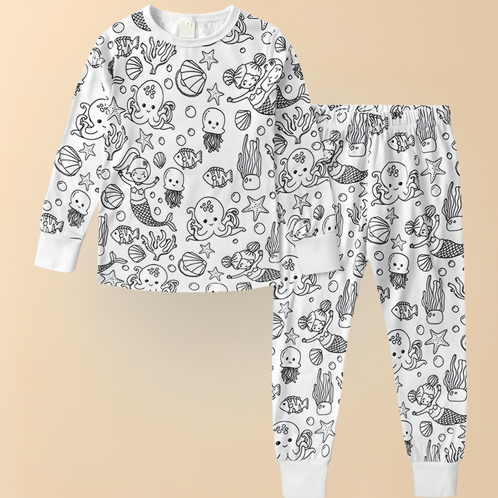 Kids Pajamas Creative Christmas coloring Set Children