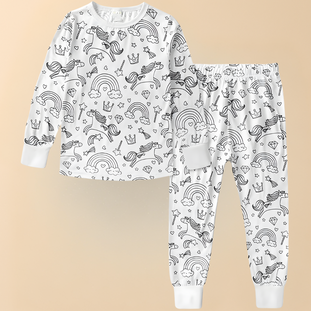 Kids Pajamas Creative Christmas coloring Set Children