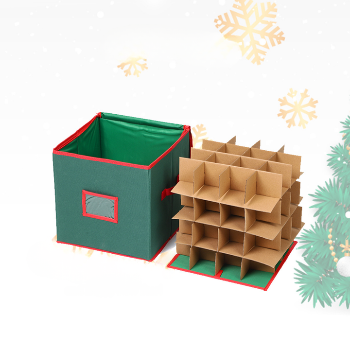 Christmas Ornament Storage Box Adjustable Dividers Viewing Window