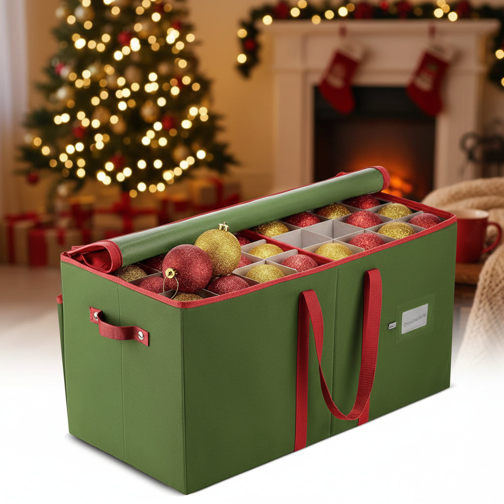 Christmas Ornament Storage Box Dividers Holiday Decorations