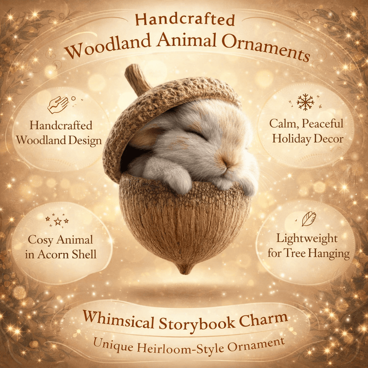 Christmas Tree Ornaments Handcrafted Woodland Animal Acorn Decorations