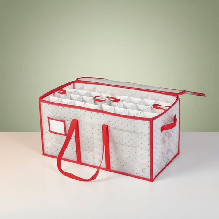 Christmas Ornament Storage Box Large Zippered Plastic Organizer