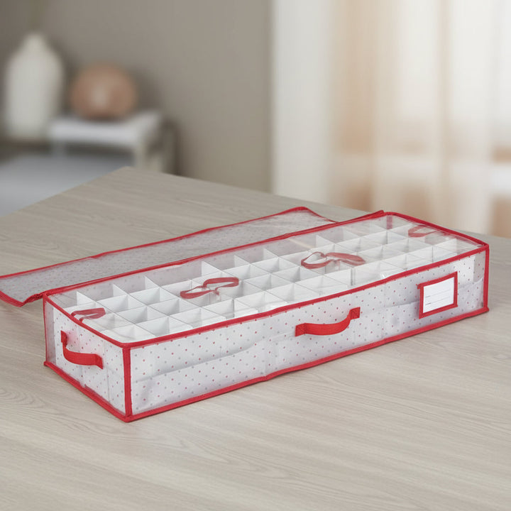 Christmas Ornament Storage Box Large Zippered Plastic Organizer