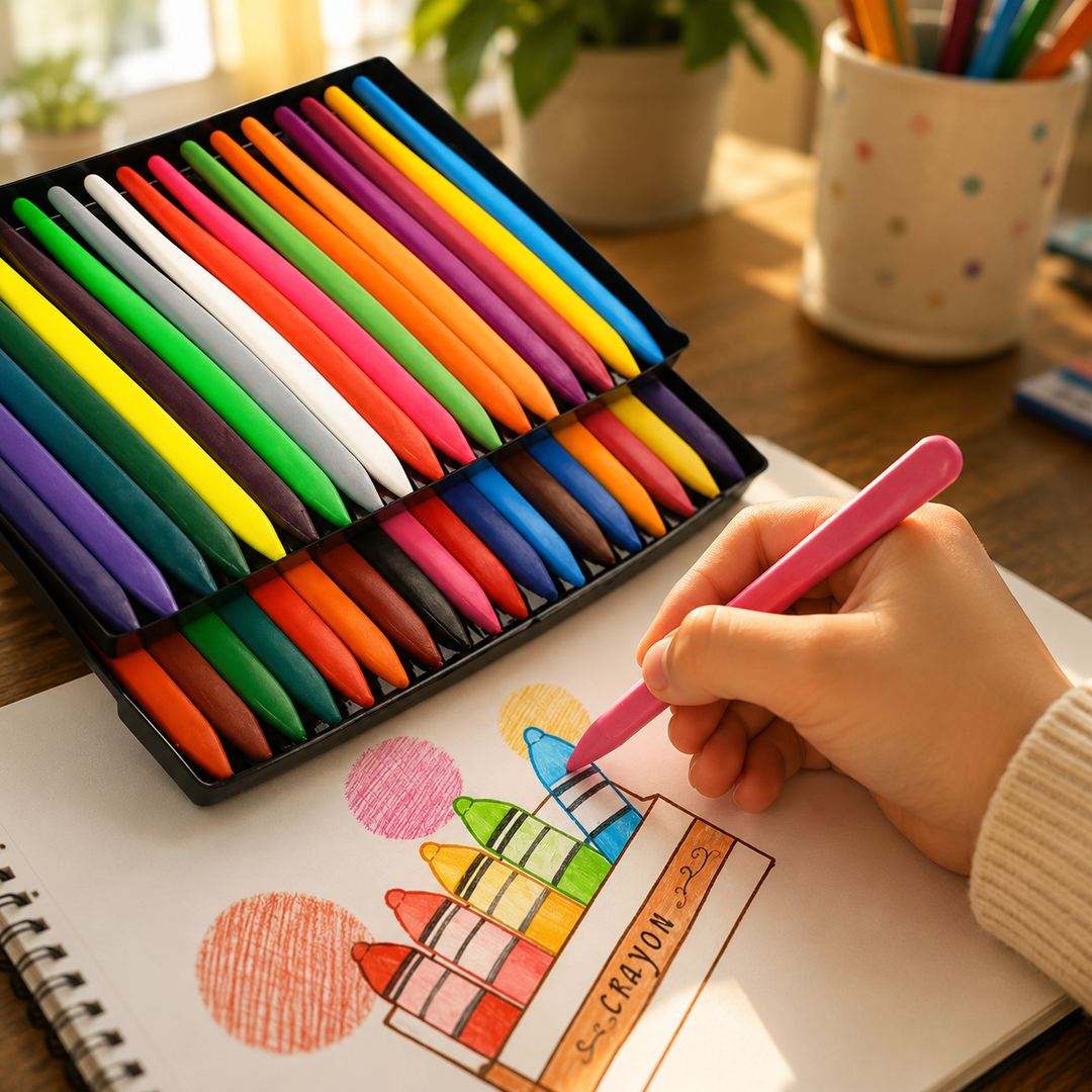 coloring Crayons Non-Toxic 24-Piece Case Crayon Set